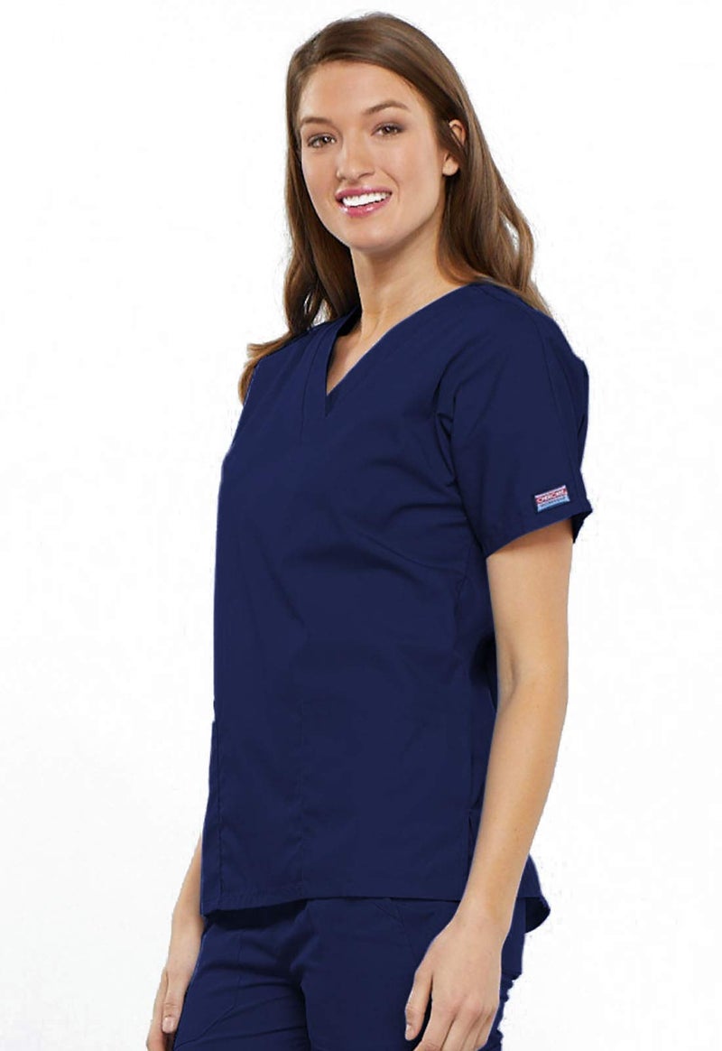 CHEROKEE Women's V Neck Scrubs Shirt, Navy, Medium - Image 5